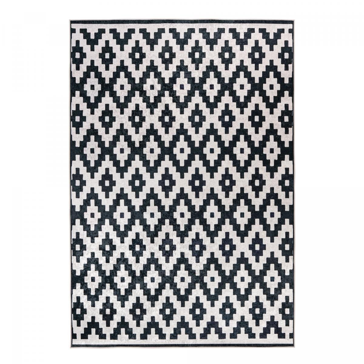 SEGE 120x170 tappeto rettangolare da camera da letto intrecciato bianco e nero con motivo scandinavo