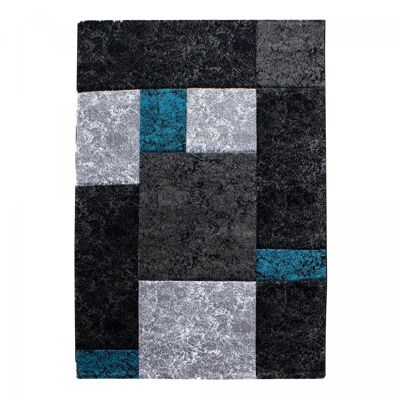 Entrance rug 80x150 woven turquoise and gray rectangle geometric pattern