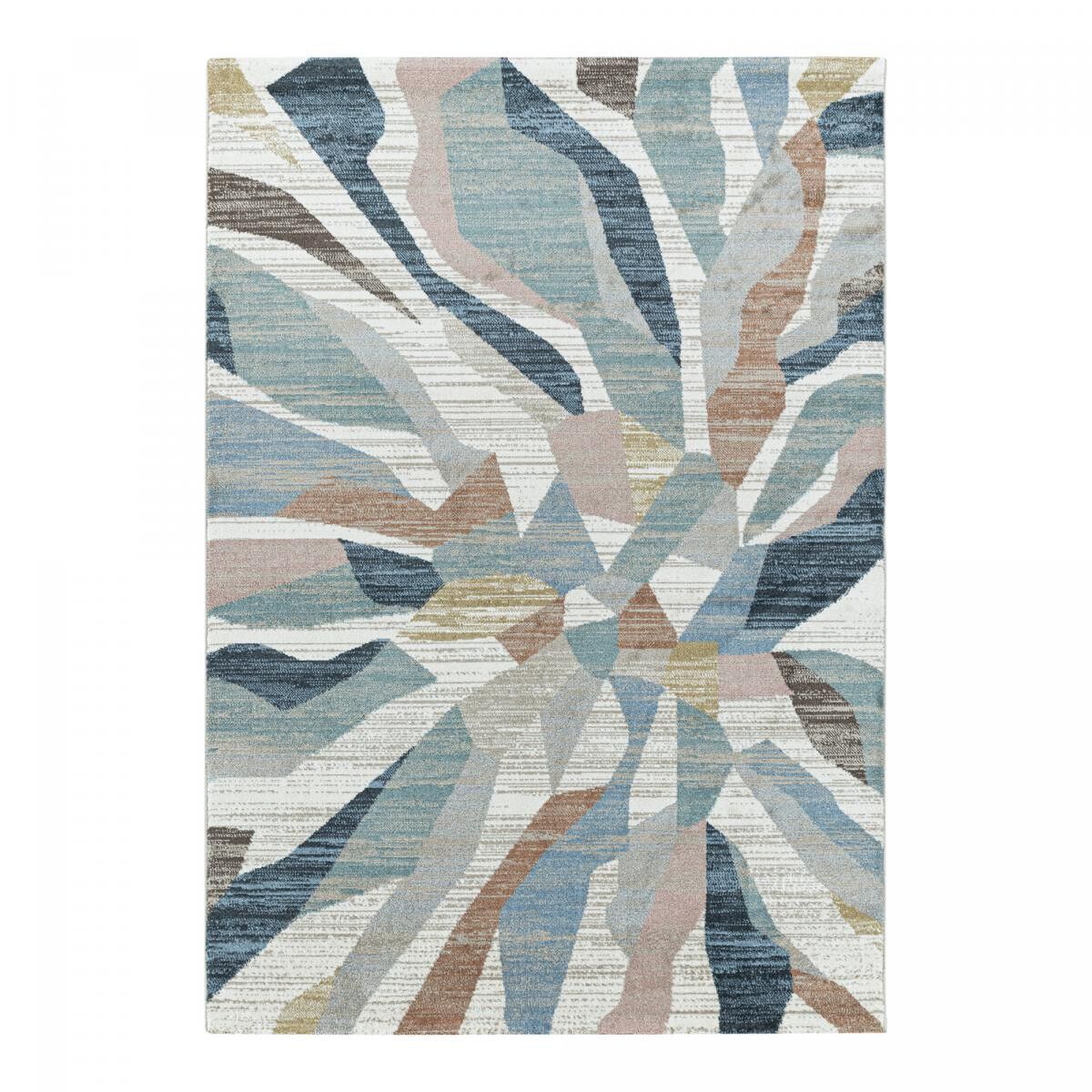 Large living room rug 200x290 woven blue and beige rectangle retro-vintage pattern