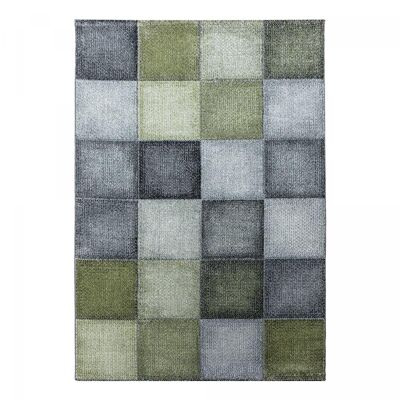Alfombra de cocina 140x200 tejida verde y gris rectángulo patrón geométrico TIPI