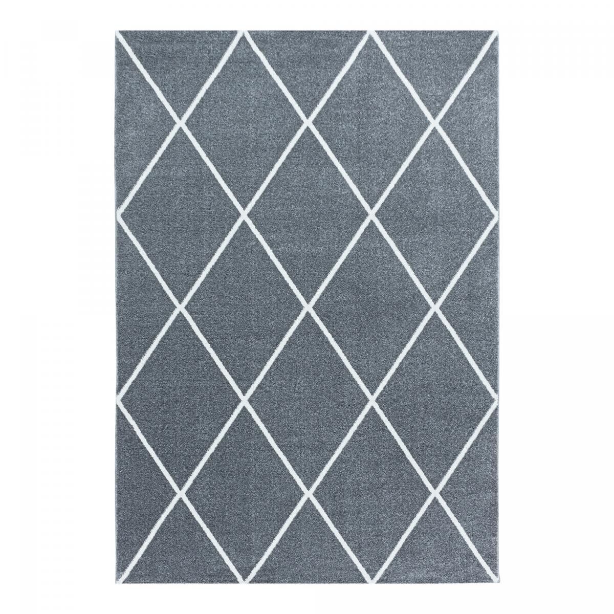 Tappeto d'ingresso 80x150 intrecciato grigio e bianco rettangolo motivo scandinavo SEMO