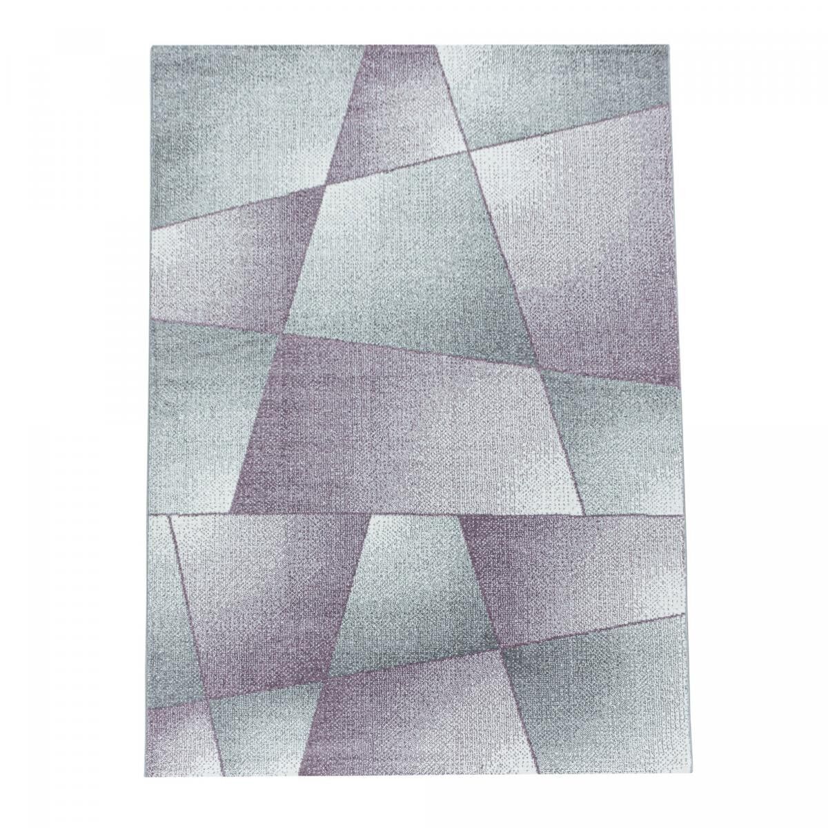 Tappeto da camera da letto rettangolare intrecciato viola e grigio BECA 120x170 con motivo pastello