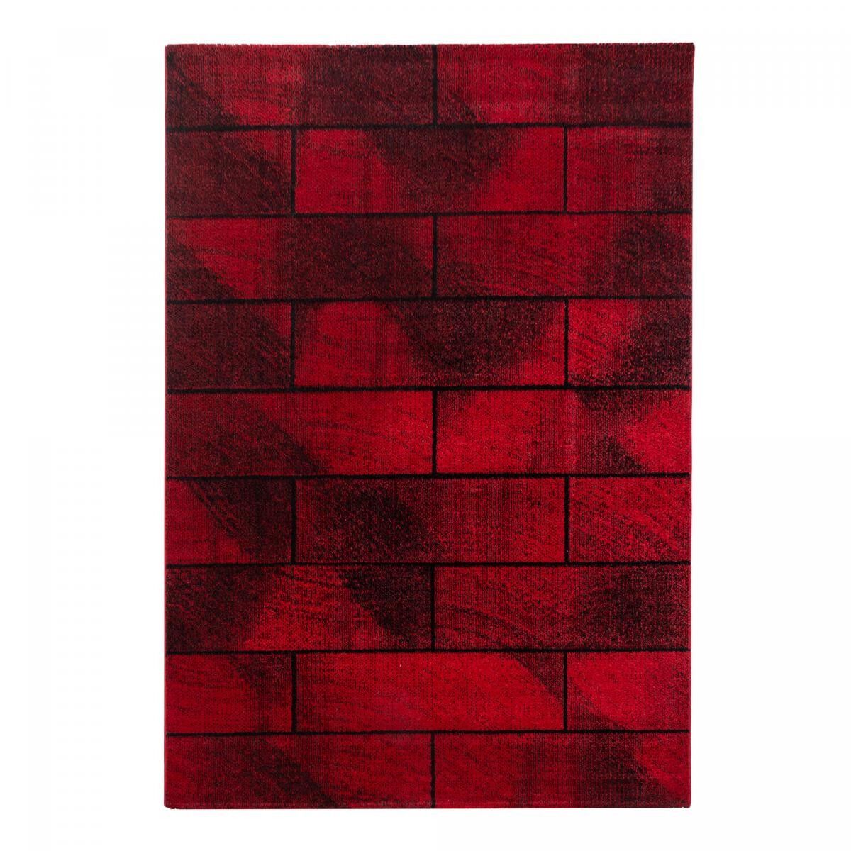Tappeto d'ingresso 80x150 intrecciato rosso e nero motivo geometrico rettangolo BEHA