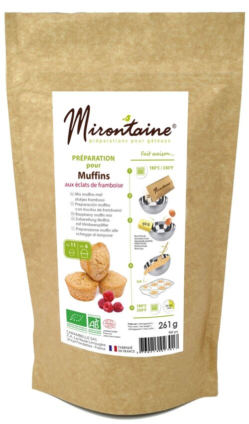 Préparation BIO Muffins aux éclats de framboise 261g