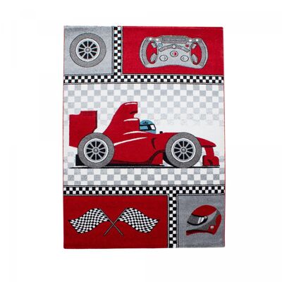 Tappeto per bambini LILI 160x230 rettangolare intrecciato rosso e grigio