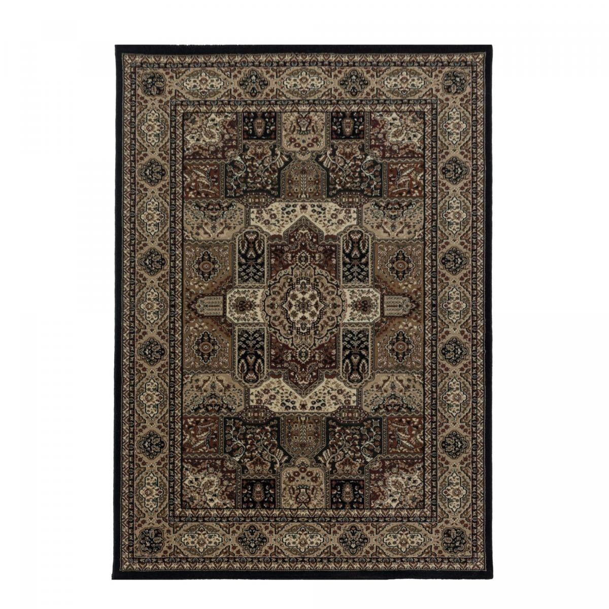 Tappeto orientale 300x400 rettangolo nero e beige intrecciato motivo classico JIJO