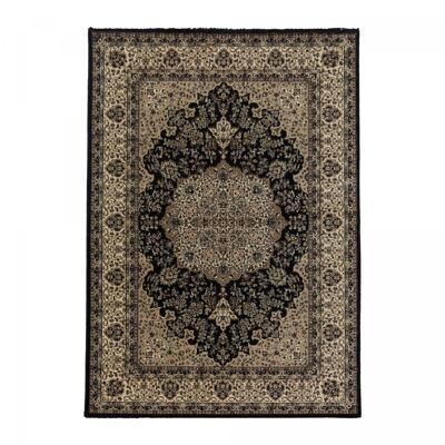Tappeto orientale 120x170 rettangolo nero e beige intrecciato motivo classico LABI