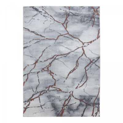 Tapis salon 160x230 tissé gris et marron rectangle motif abstrait VATU