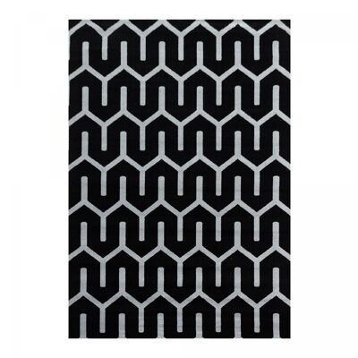 Alfombra de cocina 120x170 tejida en negro y gris rectángulo patrón escandinavo FOBO