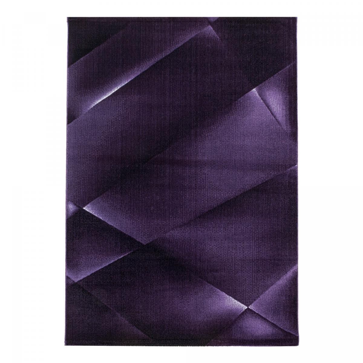Tappeto d'ingresso JILU 80x150 viola intrecciato motivo geometrico rettangolare