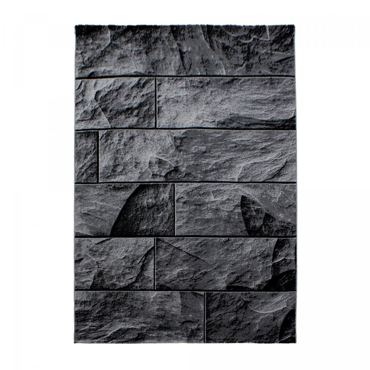 Eingangsteppich 80x150 gewebtes schwarzes Rechteck geometrisches Muster VURE