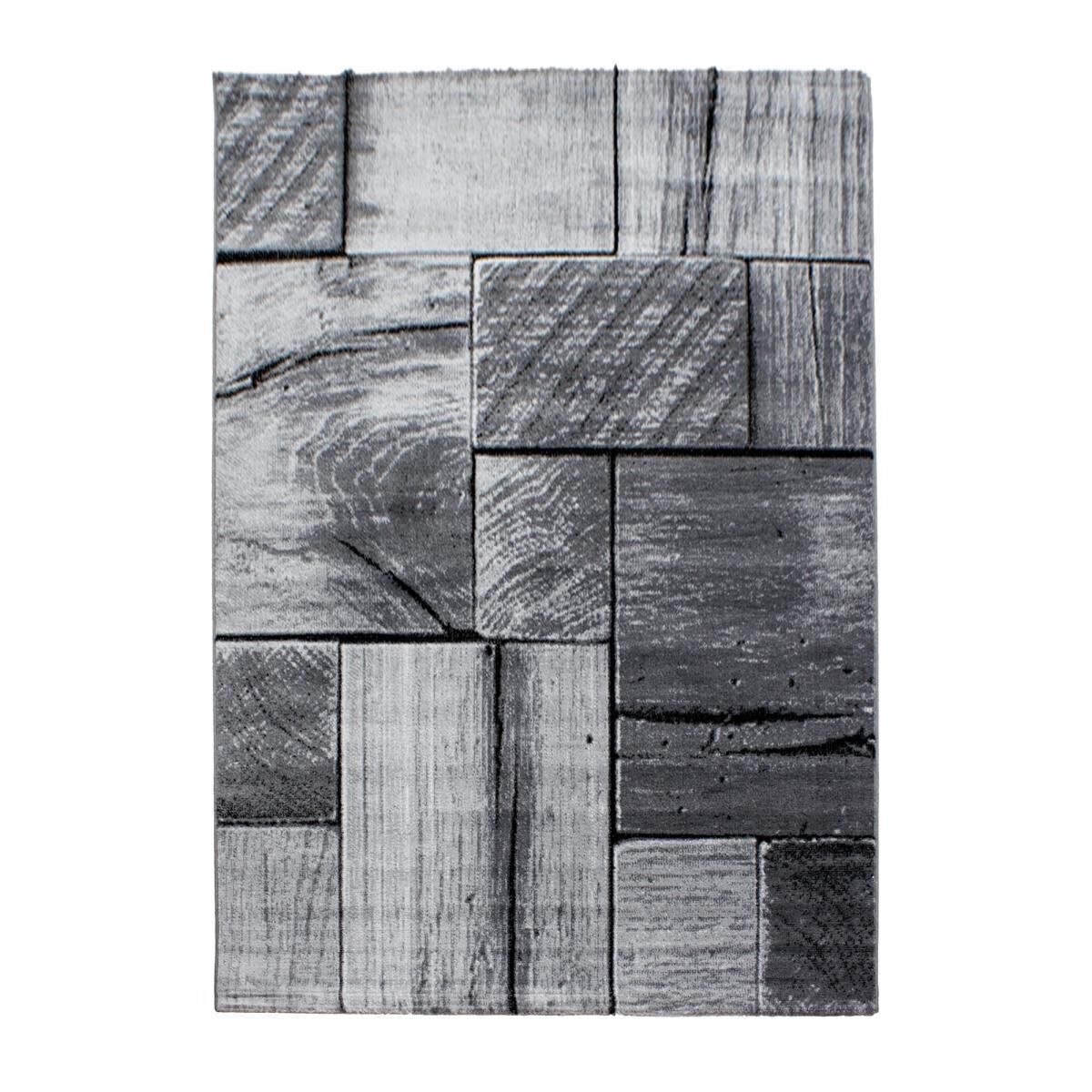 Tappeto corridore MIPO 80x300 intrecciato con motivo geometrico grigio chiaro e scuro