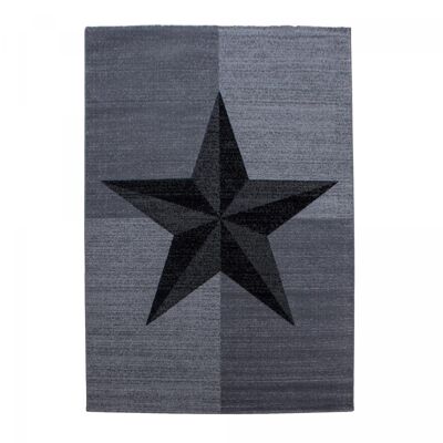 Tapis salon 200x290 tissé gris foncé et gris clair rectangle motif enfant RITI