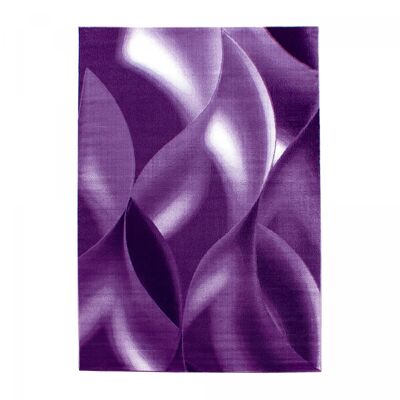 Alfombra de entrada 80x150 tejida en morado claro y morado oscuro con estampado geométrico