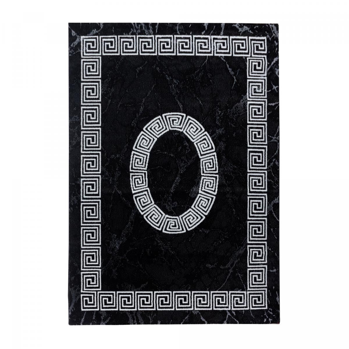 Tappeto d'ingresso 80x150 tessuto rettangolo bianco e nero motivo barocco FEKI