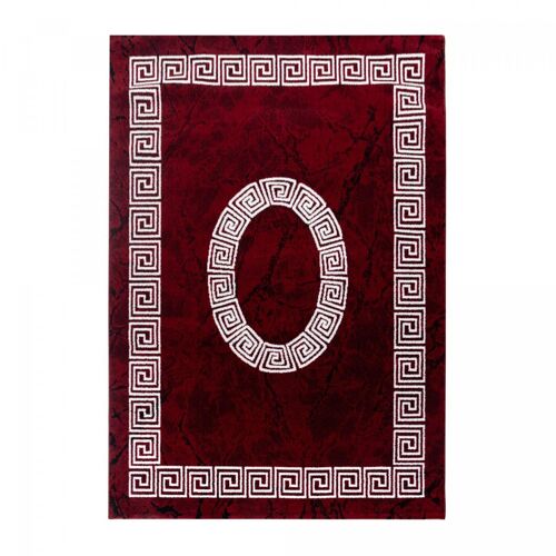 Tapis cuisine 120x170 tissé rouge et blanc rectangle motif baroque FEKI