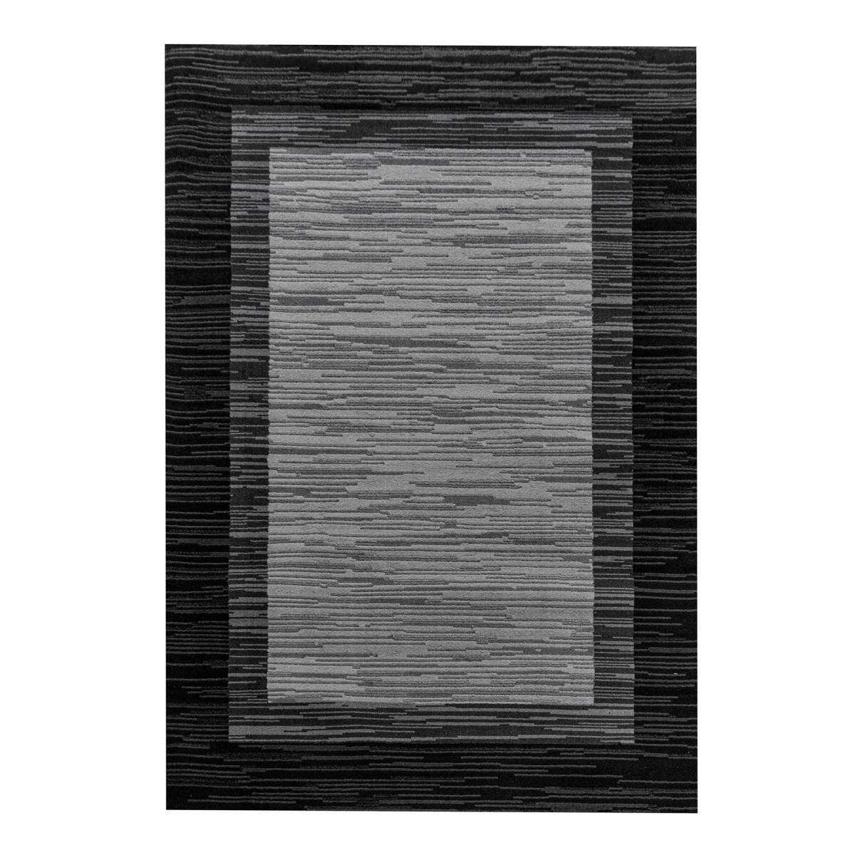 Tappeto da camera da letto rettangolare intrecciato nero e grigio NOHO 120x170 con motivo semplice