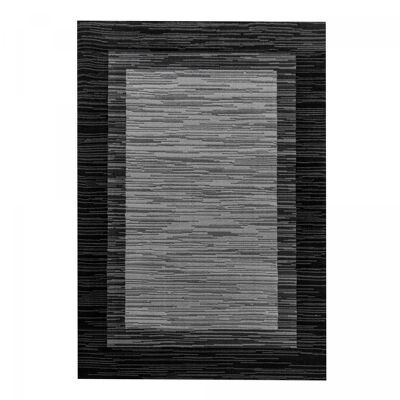 Tapis salle à manger 200x290 tissé noir et gris rectangle motif simple NOHO
