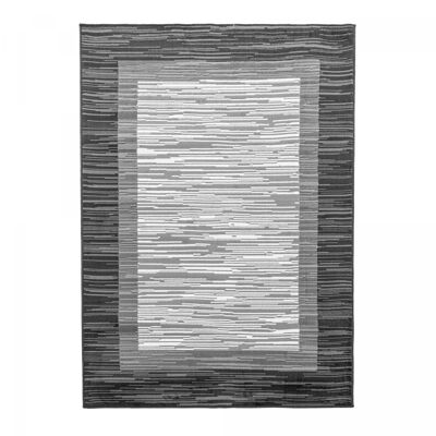 Tapis salon 140x200 tissé gris clair et gris foncé rectangle motif simple NOHO