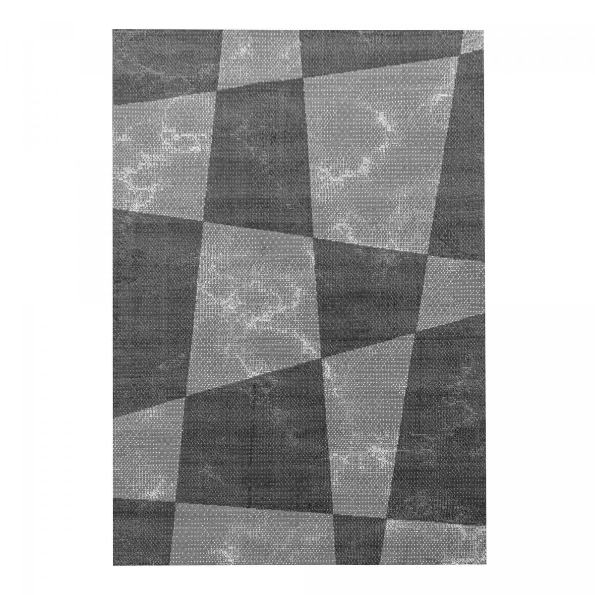 Tappeto d'ingresso 60x100 intrecciato grigio chiaro e grigio scuro rettangolo motivo geometrico