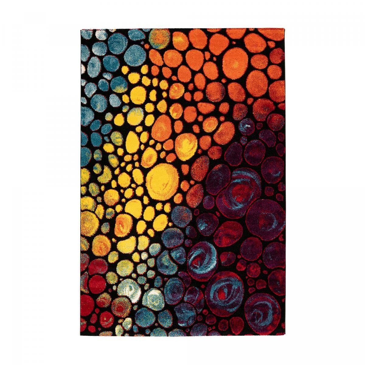 Tappeto da camera da letto intrecciato multicolore LEGU 80x150 con motivo geometrico rettangolo