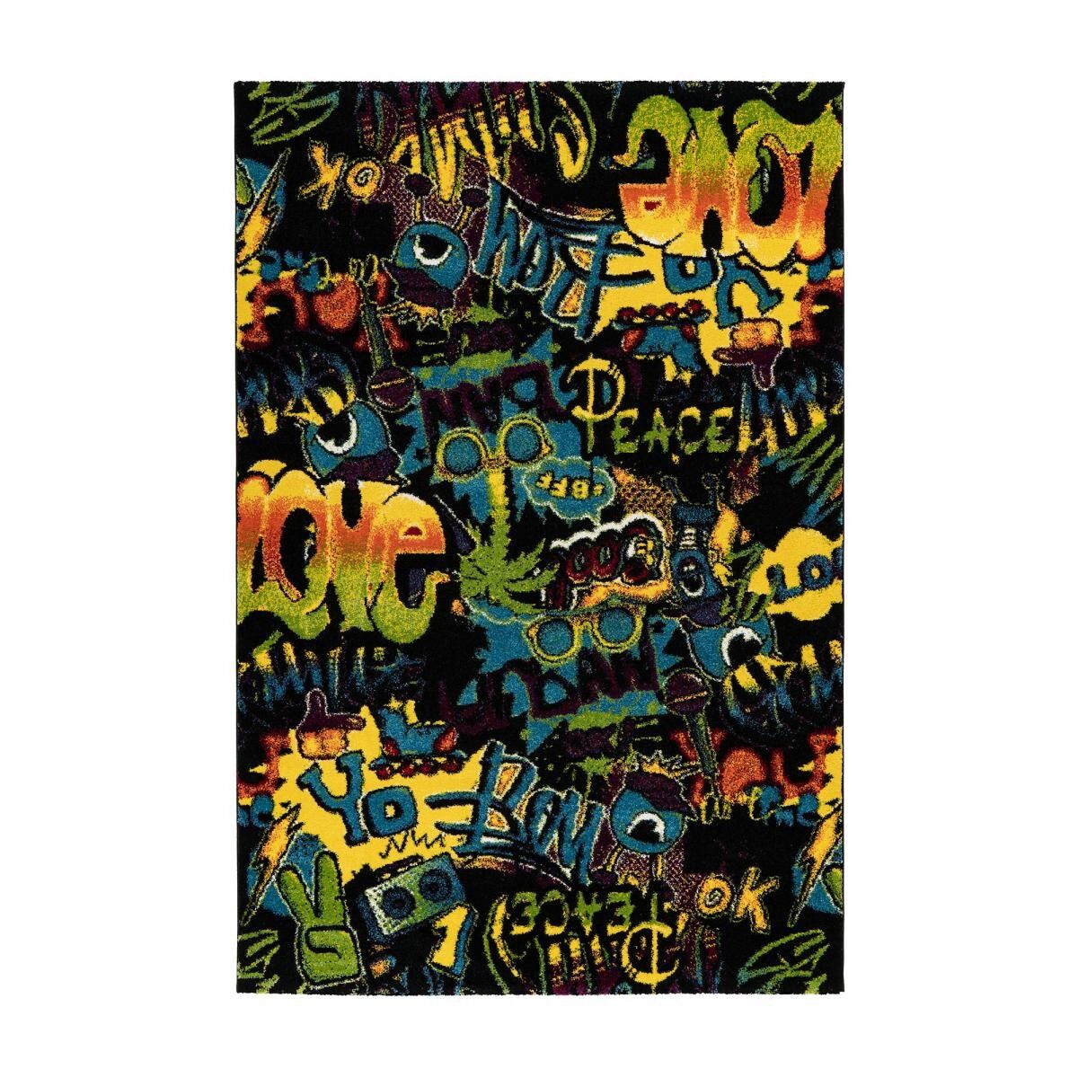 Tappeto per bambini 80x150 rettangolare intrecciato multicolore GUFE