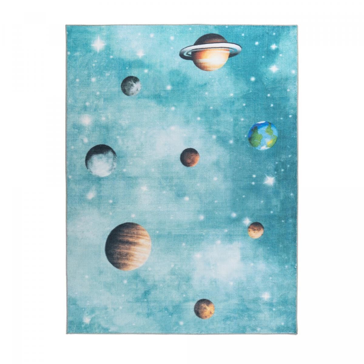 Alfombra infantil 120x160 rectángulo tejido azul patrón princesa CIMO