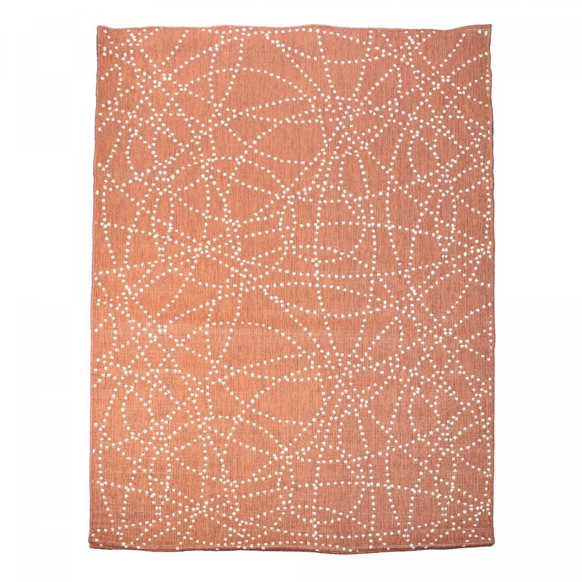 Tapis extérieur, kilim reversible 120x170 EX1 TEN rouge et blanc