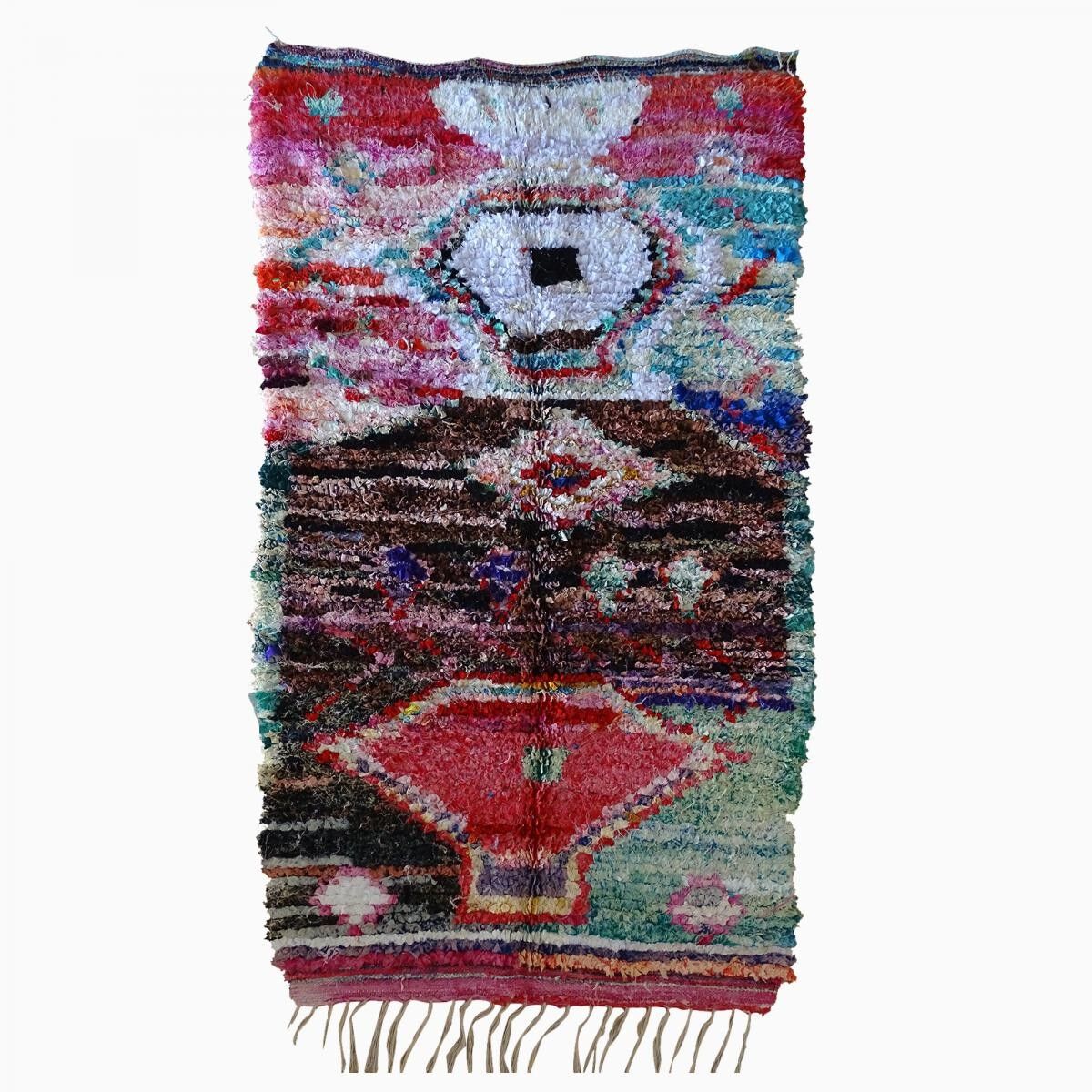 Authentic Berber rug 130x220 handmade in red and gray cotton PICO