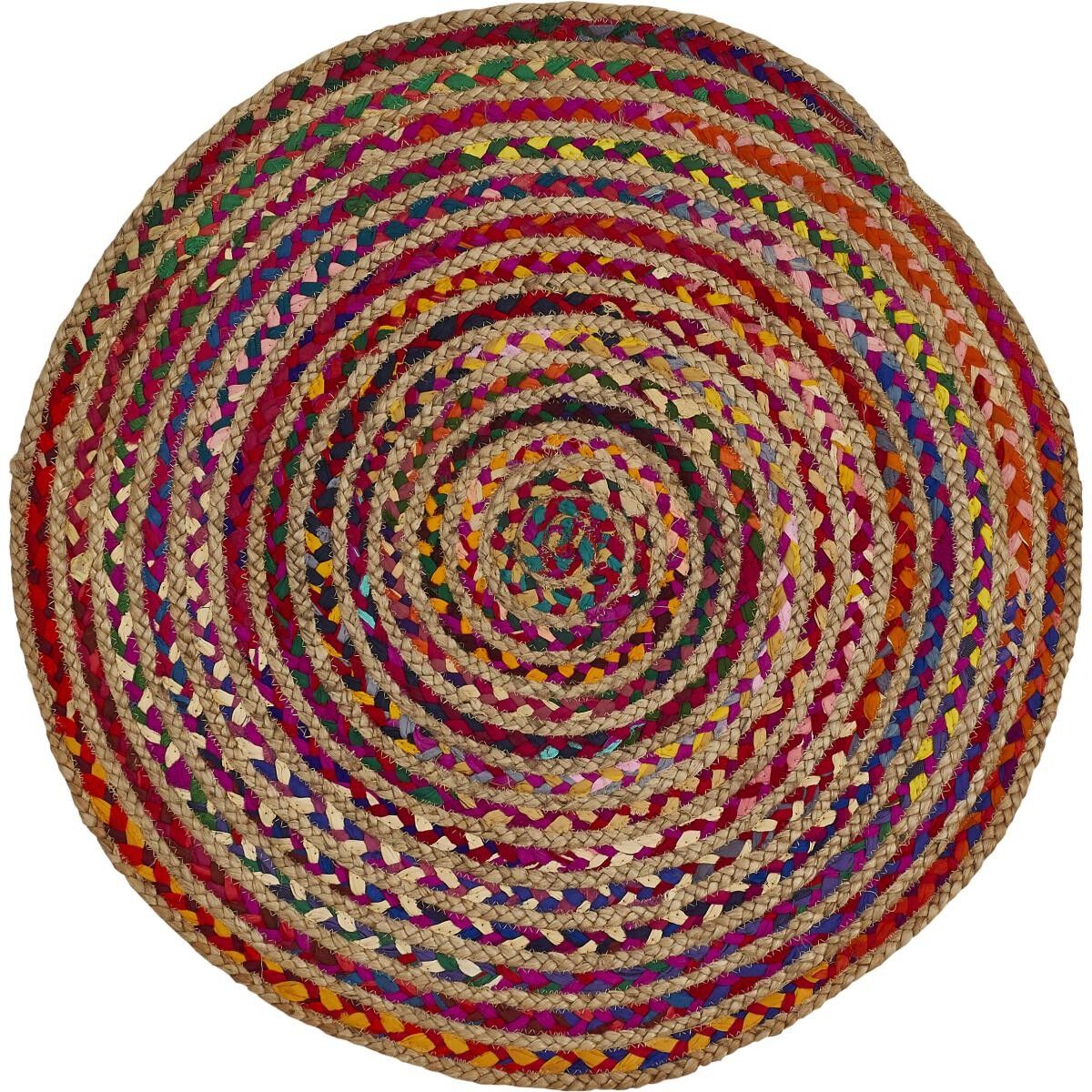 Jute rug Ø80cm round woven multicoloured FEVU