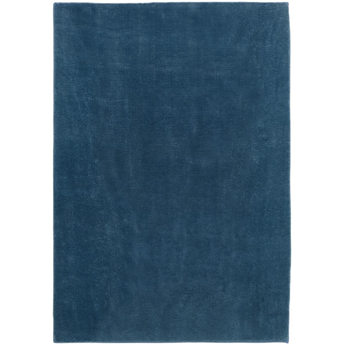 Tapis salon 160x230 tissé bleu rectangle motif uni DUNU