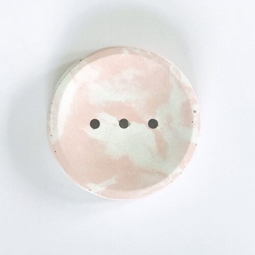 Concrete round soap dish pink marble