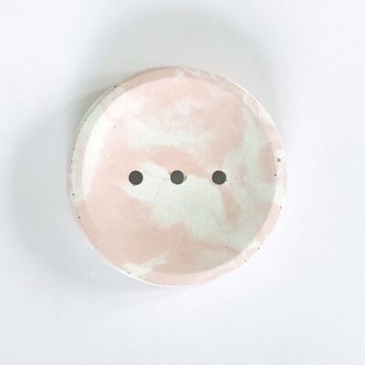 Concrete round soap dish pink marble