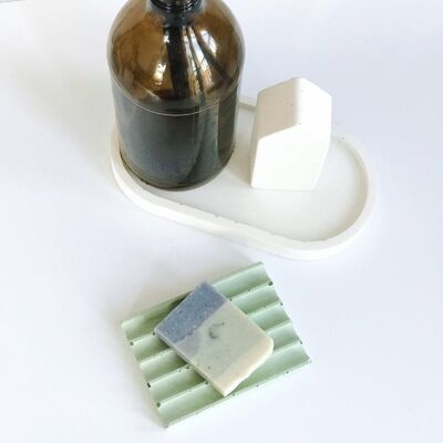 Concrete rectangular soap dish pistache