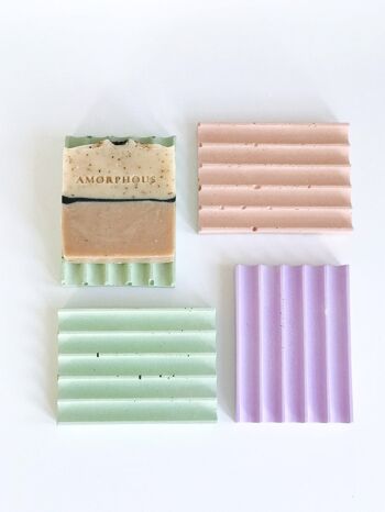 Porte-savon rectangulaire en béton violet 1