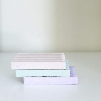 Porte-savon rectangulaire en béton violet 3