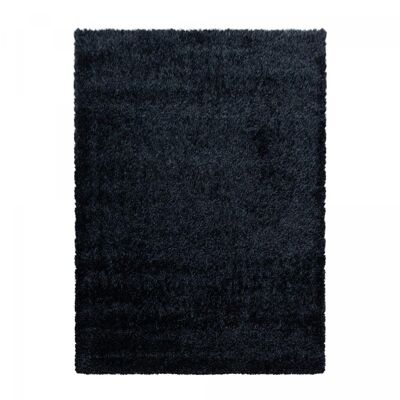 Long pile shaggy rug 240x340 rectangle woven black plain pattern RAMU
