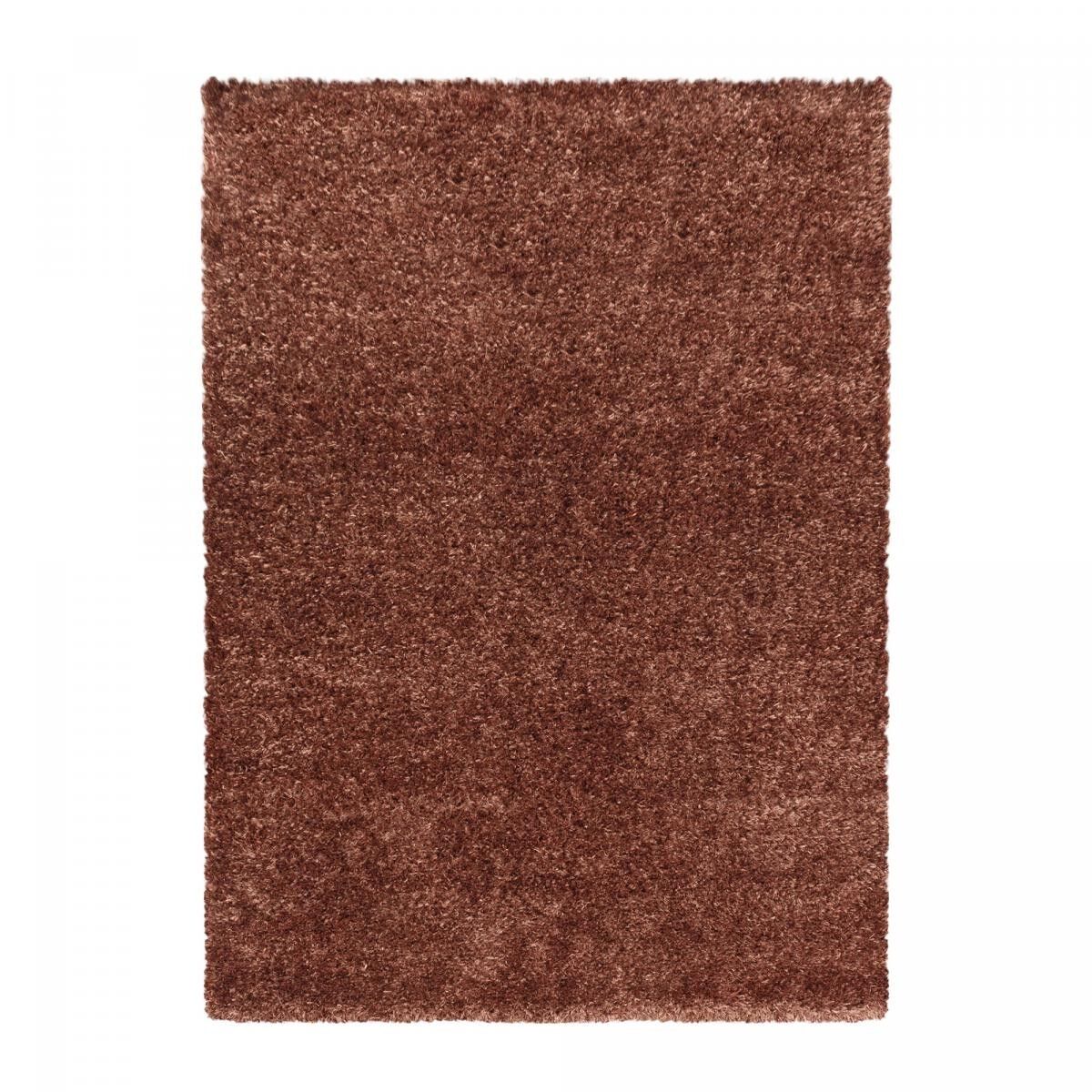 Tappeto shaggy a pelo lungo 160x230 rettangolo intrecciato marrone motivo semplice RAMU