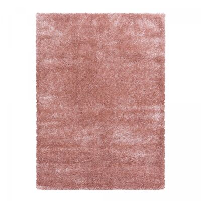 Alfombra de pelo largo peluda 280x370 rectángulo tejido rosa patrón liso RAMU
