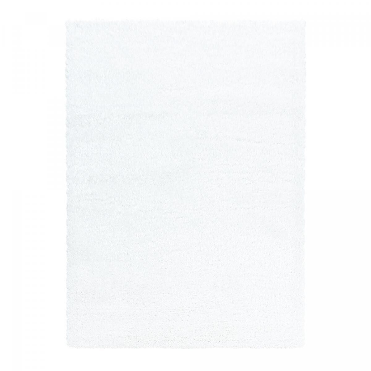 Tappeto shaggy a pelo lungo 200x290 rettangolo tessuto bianco motivo semplice RAMU