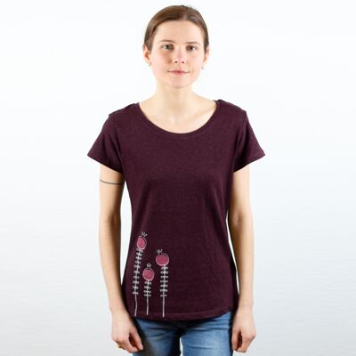 Camisa de mujer "Lillis Blume", berenjena, camiseta