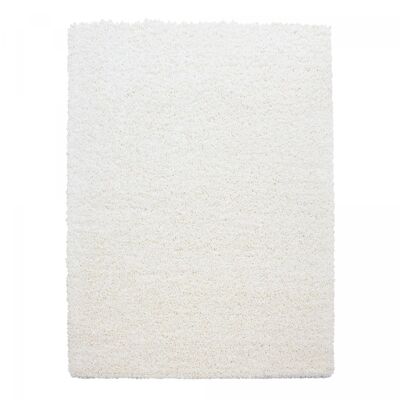 Shaggy long pile rug Ø120cm round woven cream plain pattern GECO