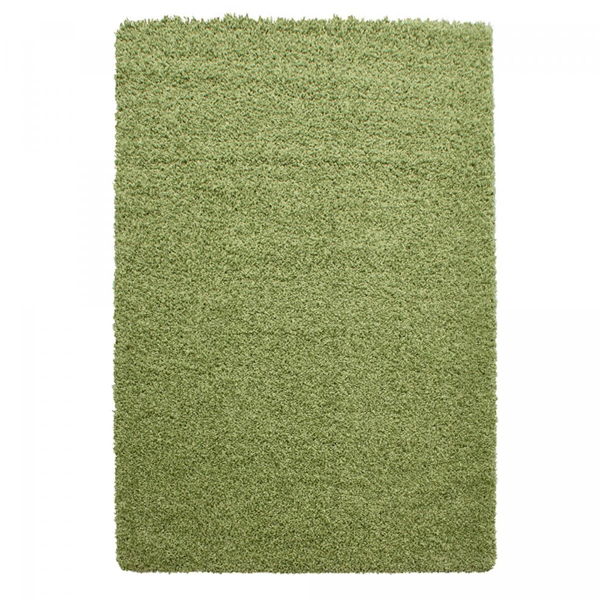 Tappeto GECO 160x230cm shaggy a pelo lungo, rettangolo intrecciato, verde, motivo semplice