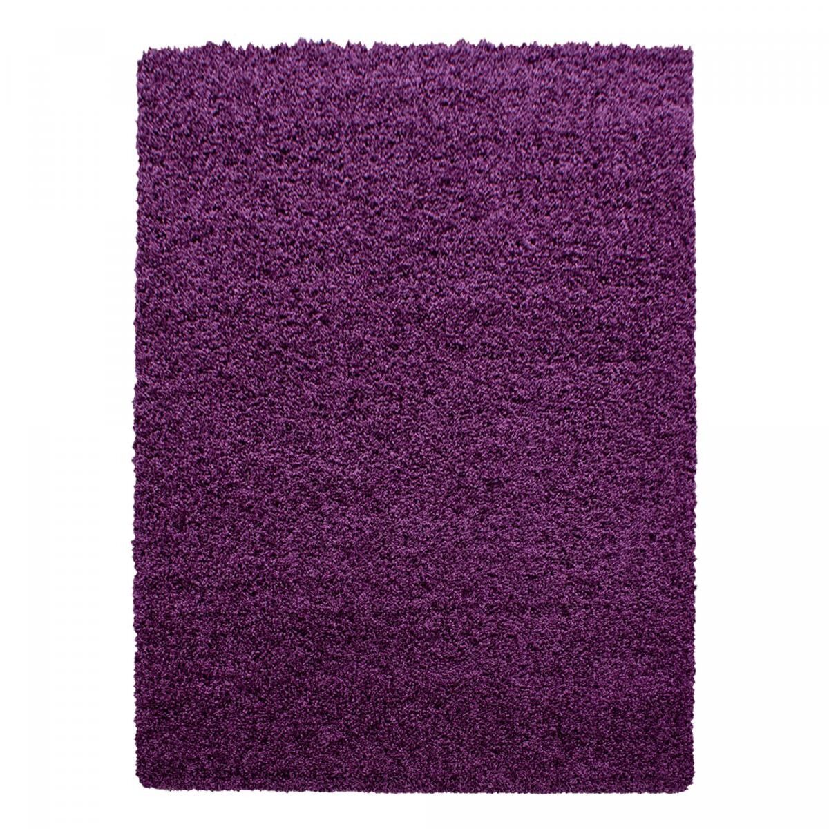 Tappeto GECO 160x230cm shaggy a pelo lungo, rettangolo intrecciato, viola, motivo semplice