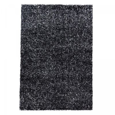 Shaggy long pile rug 80x250 rectangle woven anthracite faux plain pattern MIGE