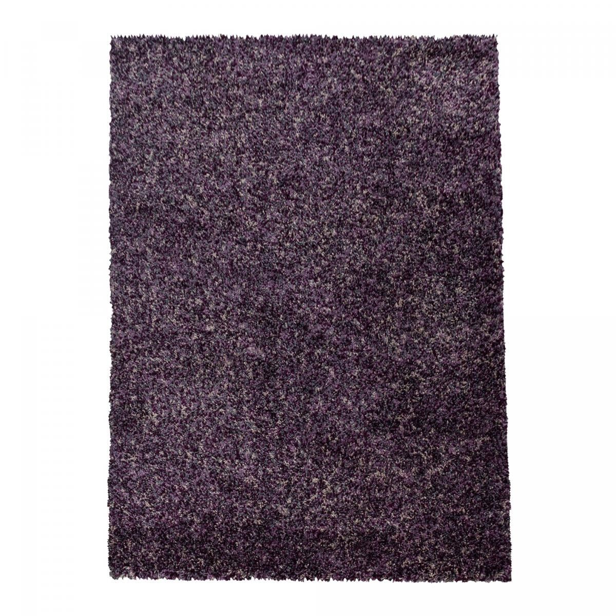Shaggy long pile rug 140x200 rectangle woven lilac faux plain pattern MIGE
