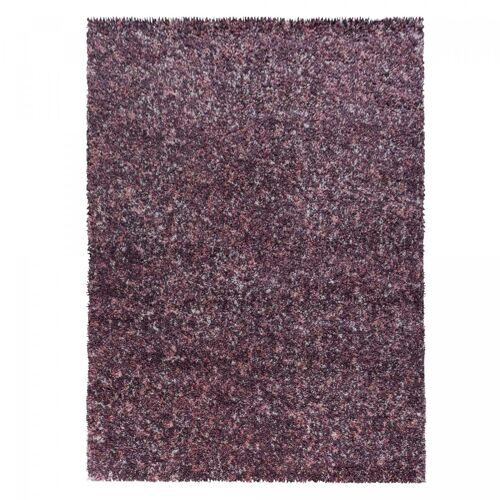 Tapis poils longs shaggy 120x170 rectangle tissé rose motif faux uni MIGE