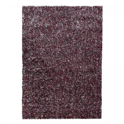 Shaggy long pile rug 120x170 rectangle woven red faux plain pattern MIGE