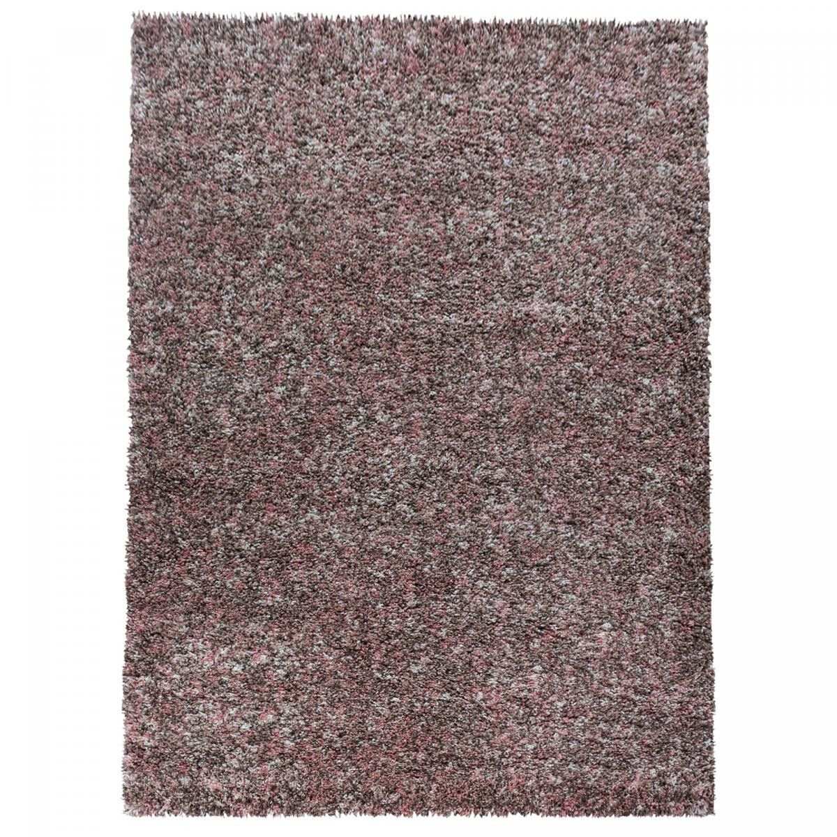 Tapis poils longs shaggy 200x290 rectangle tissé vieux rose motif faux uni