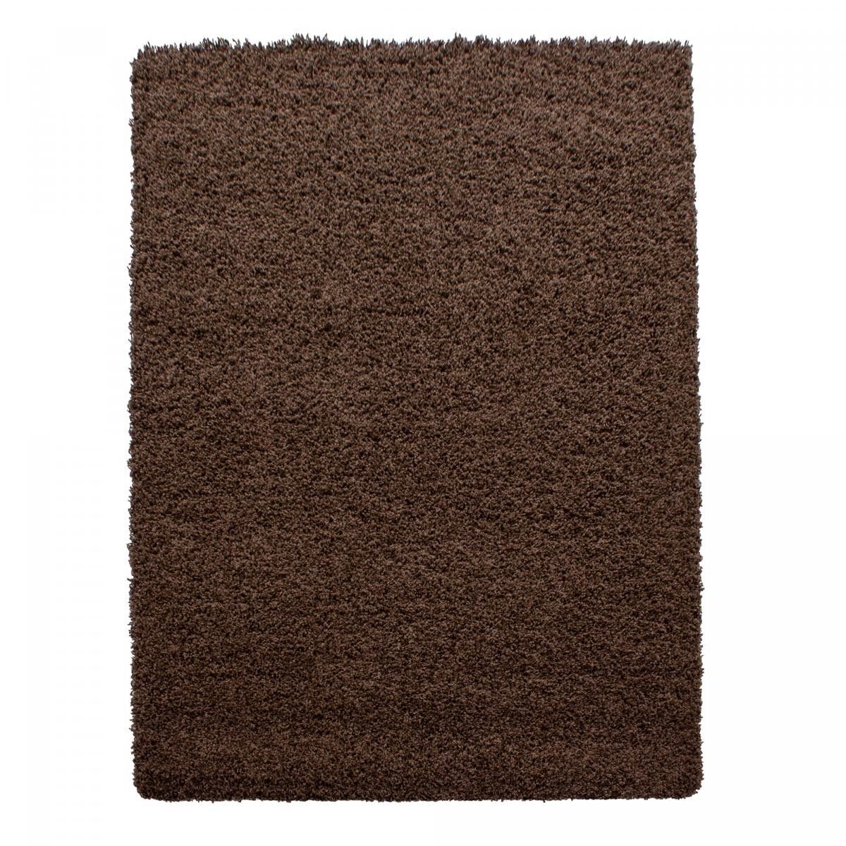 Tappeto Shaggy a pelo lungo 240x340 rettangolo intrecciato marrone motivo semplice ROCA